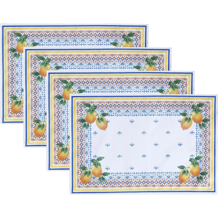 Elrene Home Fashions Capri Lemon Mittelmeer Frühling/Sommer Stoff-Tisch-/Konsolenläufer, 33x177,8 cm