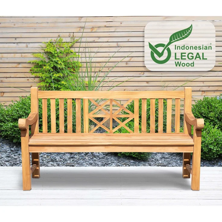 Gartenbank Teakbank VUZAR - Holz Teak 150x72x92 cm | Holzbank 150 Cm Gartenbank Sitzbank Mit Lehne Wetterfest Bank Garten Terrasse – Bild 6