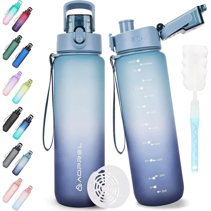 AOPREL Trinkflasche 1l BPA-frei aus Tritan Sport Flasche Kohlensäure geeignet