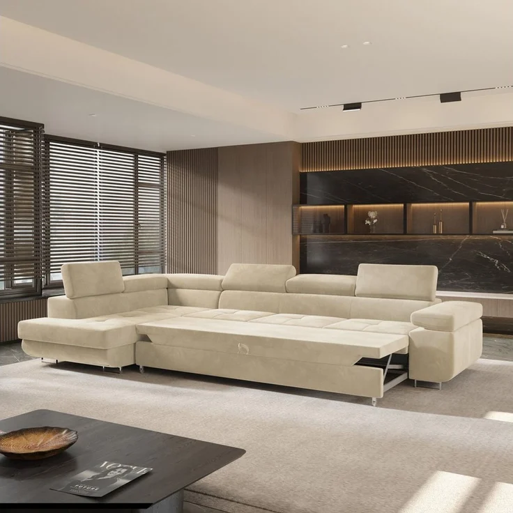 Masseno Ecksofa VICENTE mit Schlaffunktion L-Form, Sofa mit Bettkasten – Bild 4