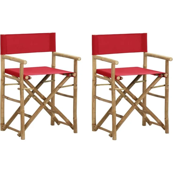 vidaXL Klappbare Regiestühle 2 Stk. Rot Bambus und Stoff 313031