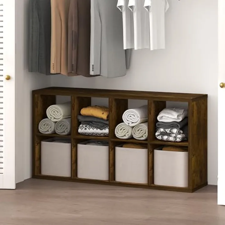Furinno Cubic Kleiderschrank-Organizer und Aufbewahrungssystem, 8-Würfel-Schrankorganizer, offene Regale, extra Dicker Rahmen für Kleiderschrank, Schlafzimmer, Wohnzimmer, Bernstein-Kiefer