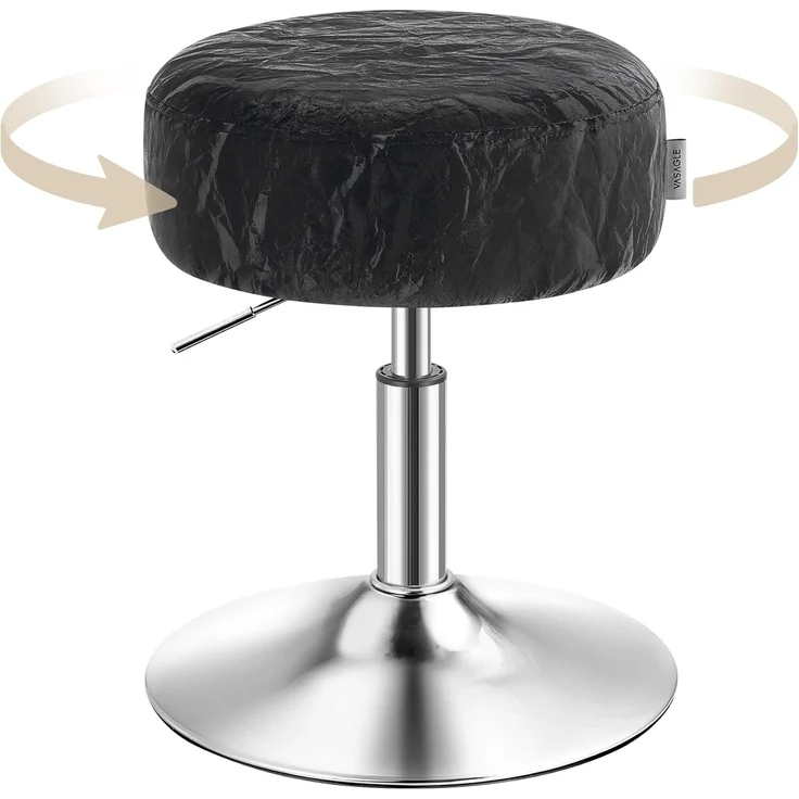 VASAGLE Schminkhocker 2er Set, Schminkstuhl, Sitzhocker, höhenverstellbar, 360° drehbar, PU, Dicke Polsterung, für Schlafzimmer, Küche, Esszimmer, modern, tintenschwarz ZH2504014 – Bild 1