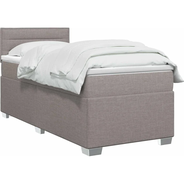 vidaXL Boxspringbett mit Matratze mit Kopfteil Taupe 80 x 200 cm Stoff 3450345 – Bild 3