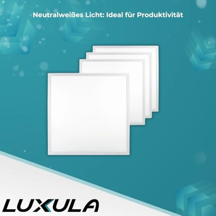 LUXULA LED Panel 62x62cm, 36W 3600lm Neutralweiß, flimmerfrei, mit Netzteil 230V, Einlegeleuchte für Rasterdecke, Büroleuchte Gewerbe – Bild 3