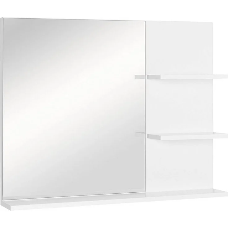 Kleankin Spiegel Badspiegel mit 3 Ablagen, Wandspiegel Badezimmerspiegel (Spiegelregal, 1-St, für Badezimmer), Weiß, 60 x 10 x 48 cm – Bild 1