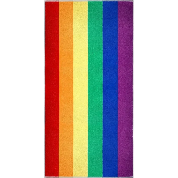 Lashuma Badetuch Regenbogen, Frottee (1-St), gestreiftes Strandtuch Frottee bunt 90x180 cm – Bild 1