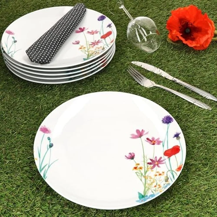 MamboCat Speiseteller 6x Marie Speiseteller 26,7cm Porzellan große Platte Essteller Blumen – Bild 3