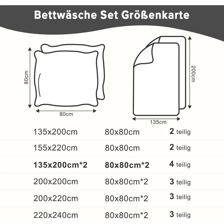 Ohano Bettwäsche 200x220 Mikrofaser Bettbezug 2 Kissenbezug Schwarz – Bild 8