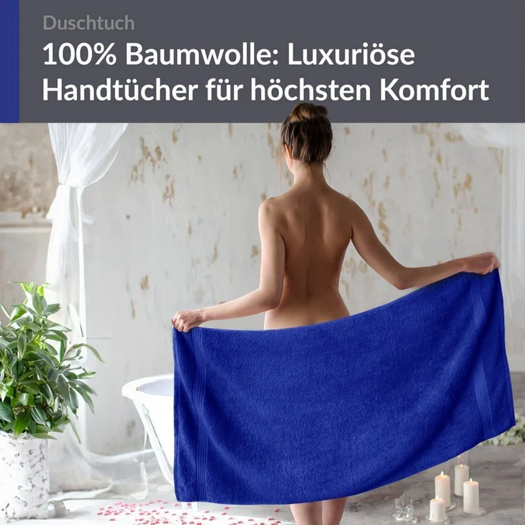 Lashuma Duschtuch - Badetuch Linz, Frottee (1-St), Herren Duschtuch 70x140 blau – Bild 3
