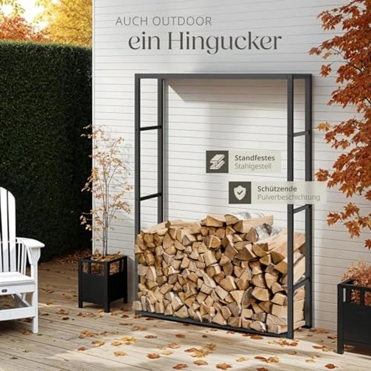 tectake Kaminholzregal Holzlager Tuby, für In- & Outdoor, 100,5x25x150cm, BxTxH:100.5x25x150,00 cm, Industrial-Look – Bild 4