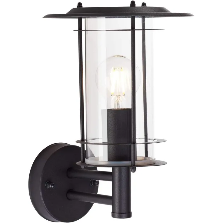 BRILLIANT Lampe York Außenwandleuchte stehend schwarz matt | 1x A60, E27, 40W, geeignet für Normallampen (nicht enthalten) | IP-Schutzart: 44 - spritzwassergeschützt