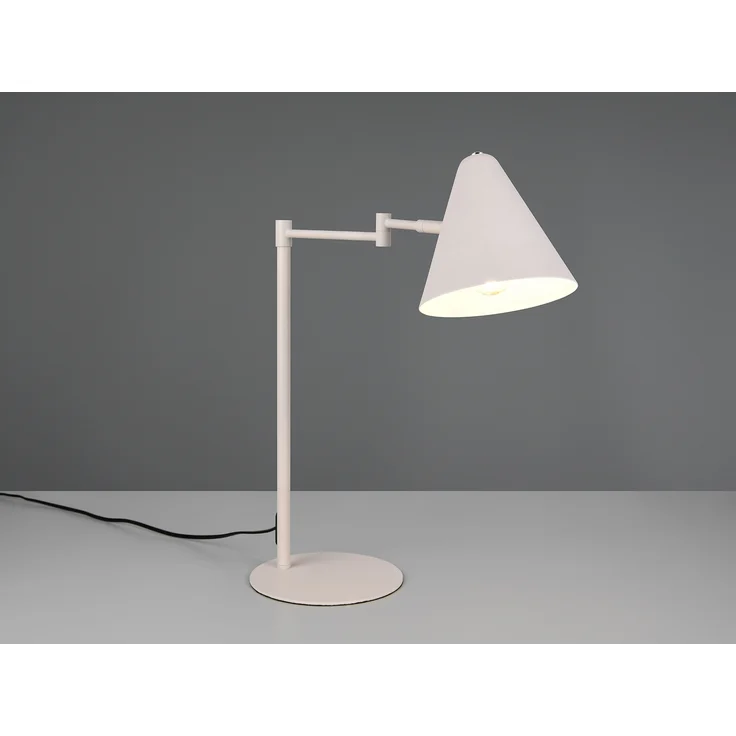 Retro Schreibtischlampe COSIMA mit Schwenkarm aus Metall Hellgrau, Höhe 50,5cm – Bild 3