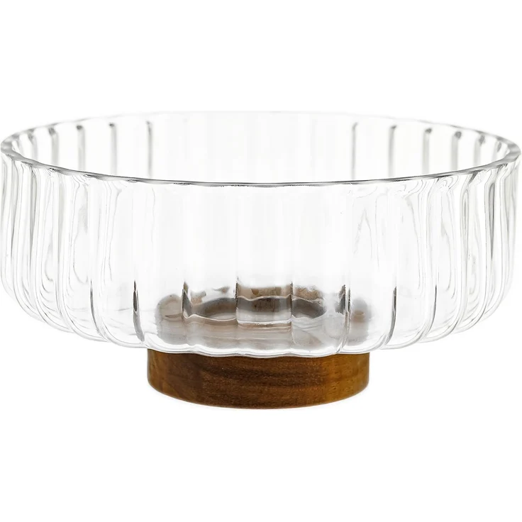 Luana Bowl Medio Glasschale mit Akazienholz - Servier- & Dekoschale, 21 x 9,5 cm – Bild 2