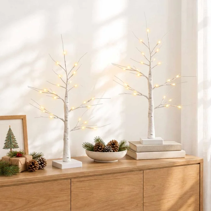 vidaXL LED-Birken-Weihnachtsbaum 2 stk. Weiß 10 x 10 x 58 cm 42055361 – Bild 1