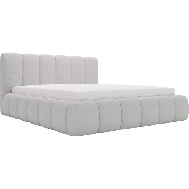 GRAINGOLD Cloud Bett 120x200, Polsterbett ohne Bettkasten, Bouclé-Stoff, mit Lattenrost, Hellgrau – Bild 2