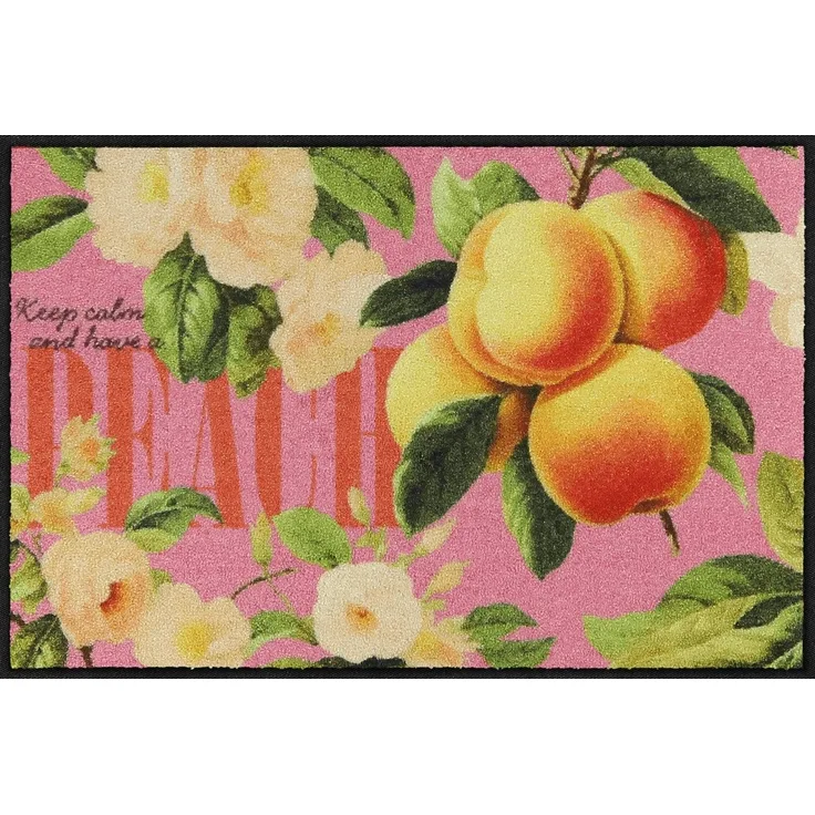 Salonloewe Fußmatte Salonloewe HAPPY PEACH Fußmatte Wohnmatte 50 x 75 cm, Rechteckig, Höhe: 7 mm, In- und Outdoor, waschbar bei 40° Grad und trocknergeeignet
