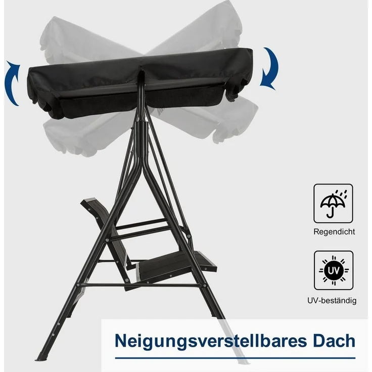 MCombo Hollywoodschaukel MCombo 3-Sitzer Hollywoodschaukel Gartenschaukel 8007, 3-Sitzer, outdoor, Gartenliege Schaukelbank, Schaukelbank mit Sonnendach – Bild 3