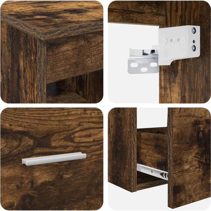 vidaXL Wandmontiertes Badezimmermöbel-Set 2 stk. Geräucherte Eiche 3403924 – Bild 7