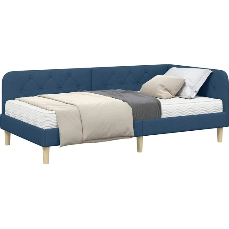 vidaXL Eckbettgestell Blau 90 x 200 cm Stoff 3394124 – Bild 2