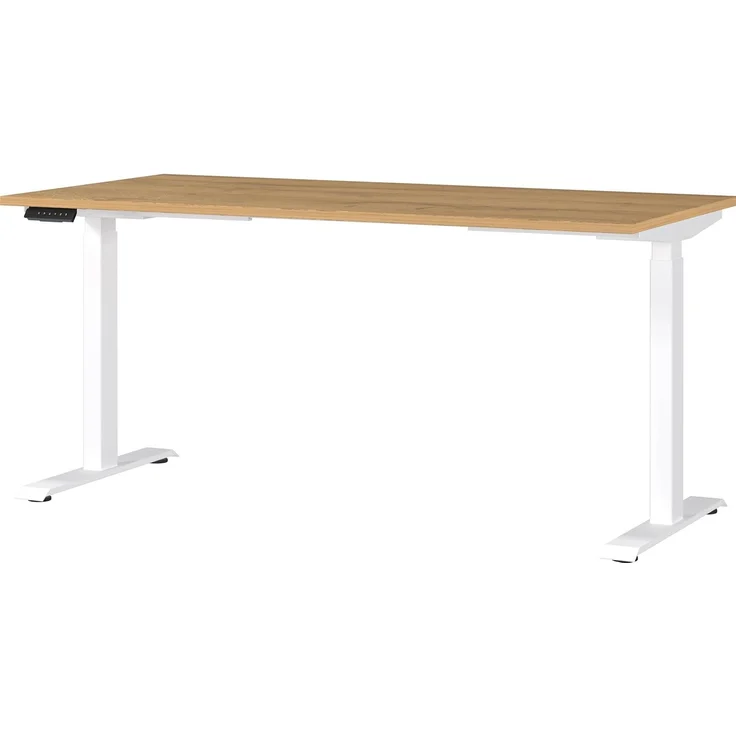 Germania Schreibtisch 7908-552, in Grandson-Eiche-Nb./Weiß, EL. höhenverstellb, 160 x 120 x 80 cm (BxHxT) – Bild 1