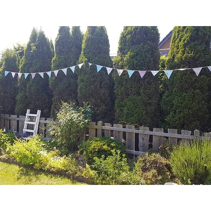 G2PLUS Süße Beidseitig Wimpel Girlande, 10M Bunting Wimpelkette Blau und Rosa Stoff Stoffgirlande mit 36 STK Farbenfroh Wimpeln für Hochzeits Geburtstag Party – Bild 5