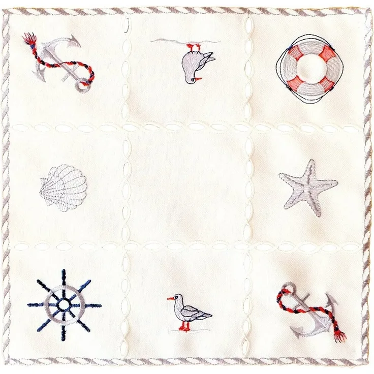 matches21 HOME & HOBBY Tischdecke Tischdeckchen NINA maritime Stickerei & Cutouts Polyester 30 x 30 cm (1-tlg), Pflegeleicht & waschbar bei 30 °C