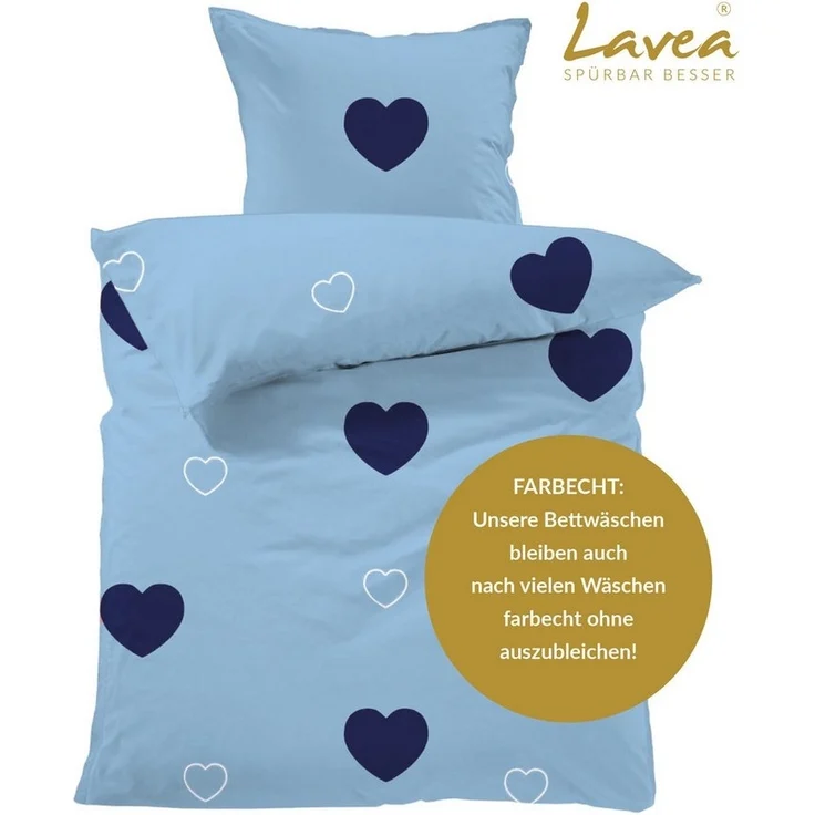 Lavea Kinderbettwäsche Bettwäsche Kinder Herzen Set, mit Reißverschluss, mit Herzmotiv, 100% Baumwolle, 2 teilig, weiche Bezüge für Bettdecke und Kopfkissen – Bild 3