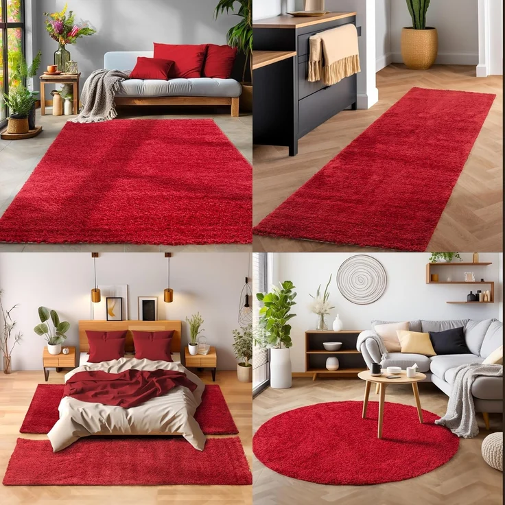 SIMPEX24 Teppich Unicolor - Einfarbig, Läufer, Höhe: 30 mm, Einfarbig Shaggy Teppich Wohnzimmer Langflor Versch. Farben und Größen – Bild 3