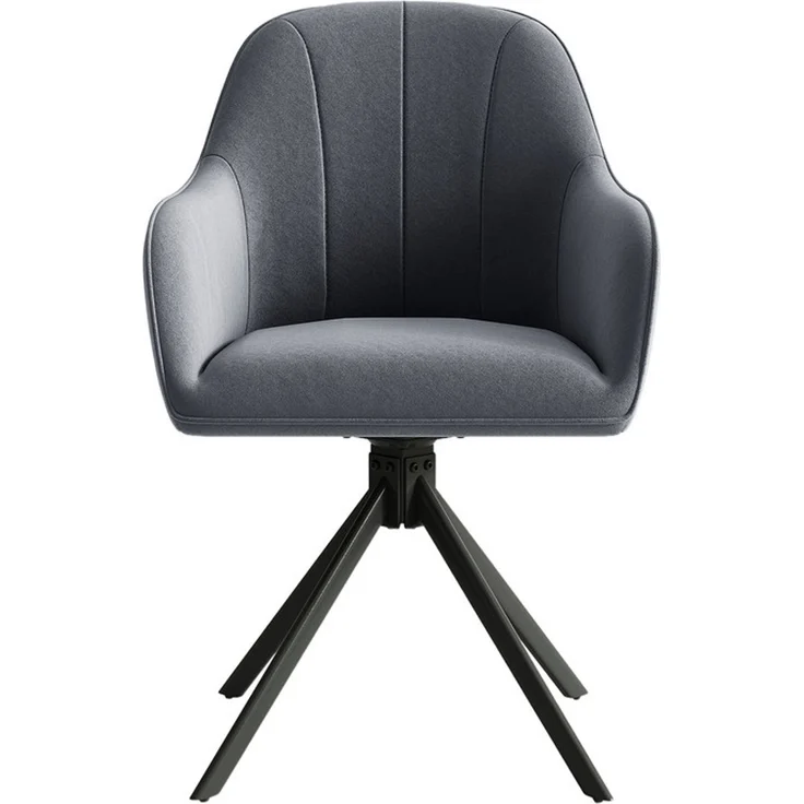 Hawthyhome 4-Fußstuhl Esszimmerstuhl drehbar mit Armlehne, 360° Drehfunktion, Samtbezug, stabiles schwarzes Metallgestell, moderner Küchenstuhl für Esszimmer, Wohnzimmer, Büro & Homeoffice, Dunkelgrau – Bild 6