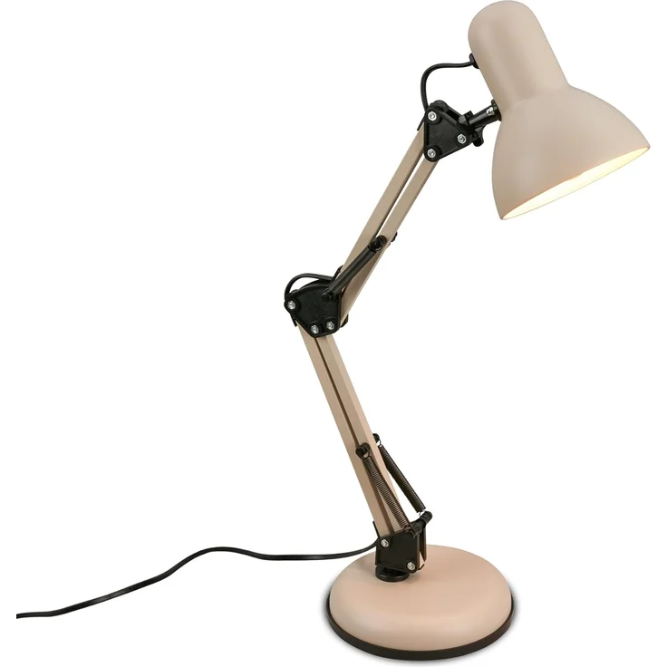 BRILONER - Schreibtischlampe mit Kabelschalter, schwenkbar, E14, max. 25W, Tischlampe, Lampe, Nachttischlampe, Tischleuchte, Deko, Bürolampe, Leselampe Bett, Leselicht, 15,5x53 cm, Beige – Bild 1