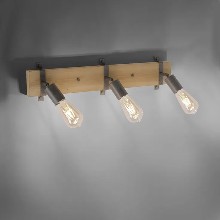 JUST LIGHT 13473-79 Wand- und Deckenleuchte Slat 3-flammig Vintage-Stil Holz