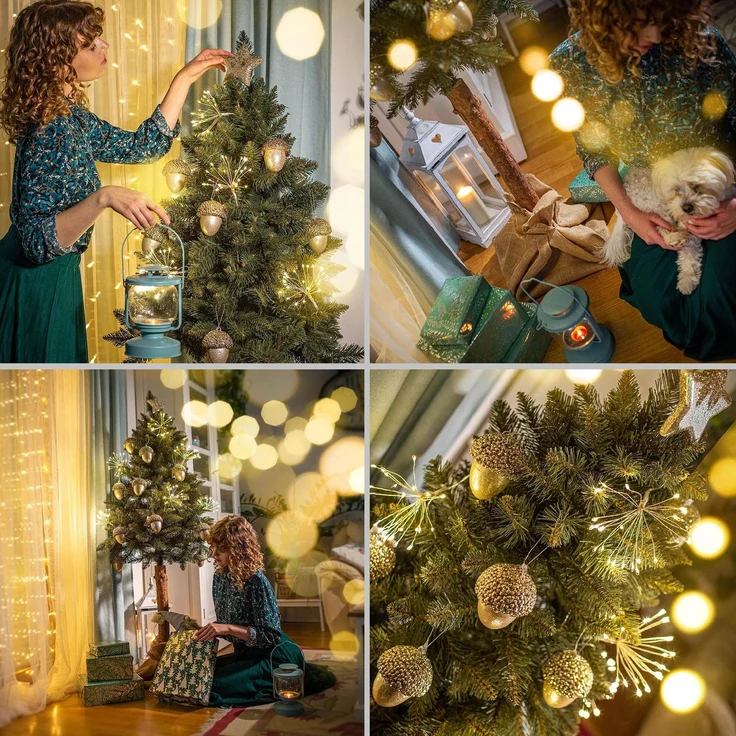 KADAX Künstlicher Weihnachtsbaum auf Stamm, 220 cm, Fichte natur – Bild 7