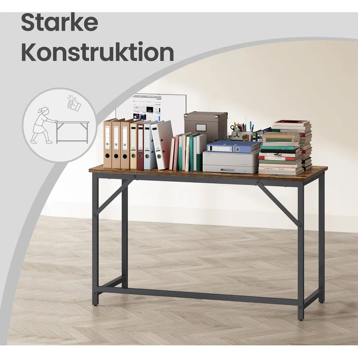VASAGLE VASAGLE Tisch für Homeoffice, stabiler Computertisch, leichter Aufbau, Vintagebraun und Tintenschwarz – Bild 4