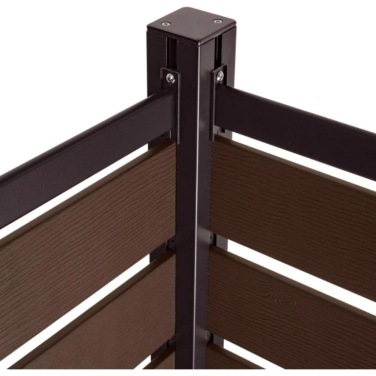 Alu Mülltonnen-Zaun HWC-K57, Basiselement Mülltonnenverkleidung, Holzoptik erweiterbar 130x110x6cm ~ braun – Bild 5
