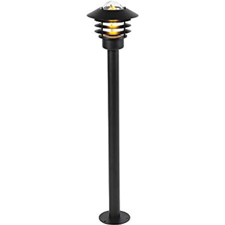 Qazqa Prato Modern Außen Pollerleuchte, Wegeleuchte Schwarz, max. 60W, IP44, dimmbar für LED, 100cm, Edelstahl – Bild 1