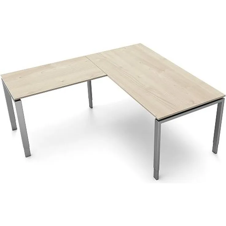 Kerkmann Schreibtisch 4139 Form 5 160x80x68-82 cm Vierfuß-Gestell höhenverstellbar mit Anbautisch Ahorn