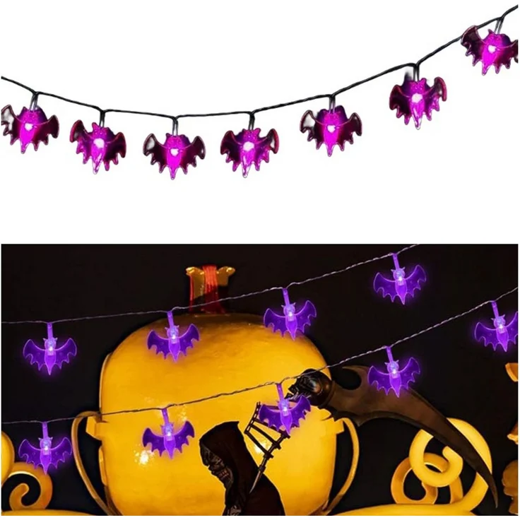 Bomiclss LED-Lichterkette Halloween Lichterkette Batterie Halloween Led Dekoration, für Außen Innen Halloween Garden Deko – Bild 1