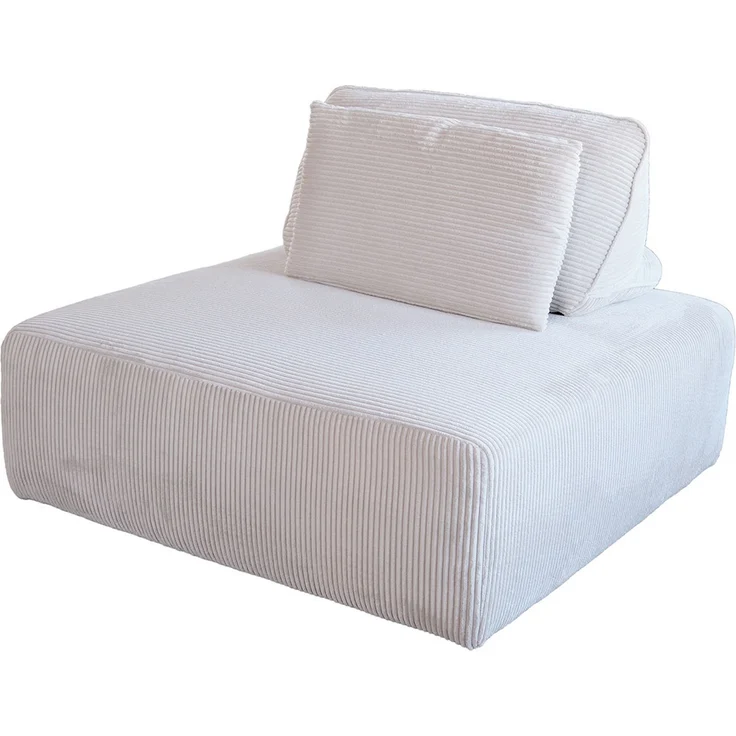 KAWOLA Hocker WIOLO SOFT Polsterhocker mit Rückenkissen Cord hellgrau 84 x 111 x 111 cm – Bild 3