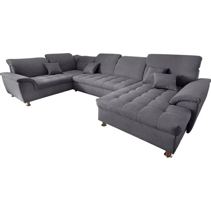 DOMO collection Wohnlandschaft Franzi wahlweise mit Kopfteilverstellung Bettfunktion, Bettkasten, im XXL-Format B/T/H: 352/214/80 cm, Steppung im Sitz, U-Form – Bild 4