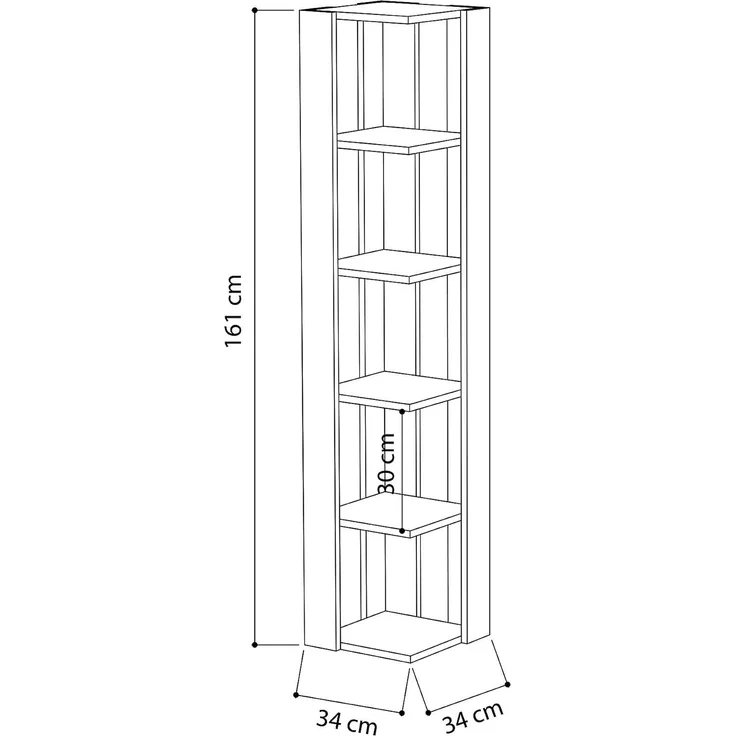 Decortie Eckregal Nati, Eck-Bücherregal, 34 x 34 x 161 cm – Bild 2