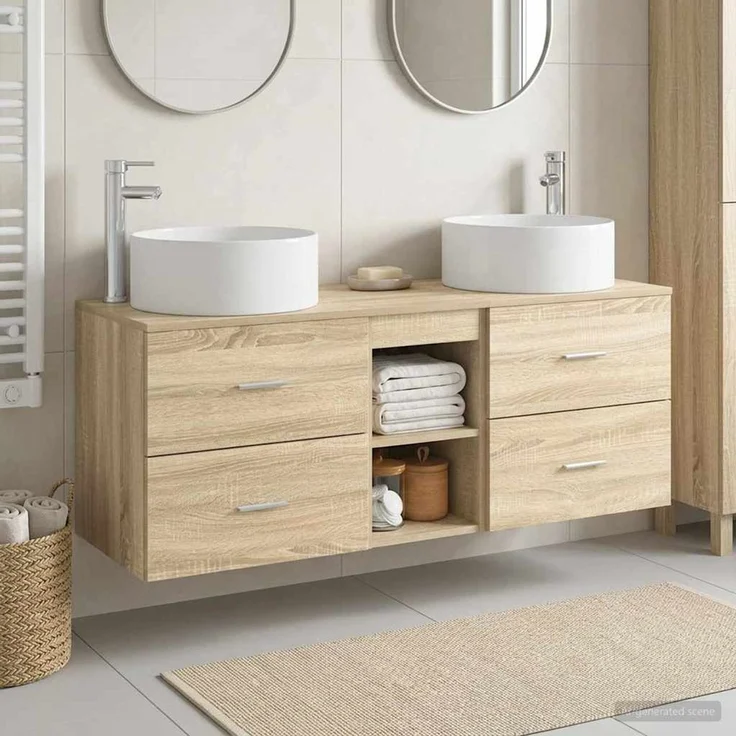 vidaXL Badezimmerschrank-Set 3 stk. Sonoma-Eiche 129 x 44,5 x 80 cm 3405949 – Bild 1