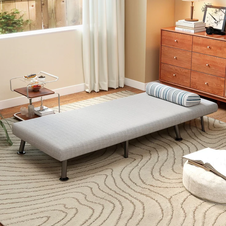 HOMCOM Schlafsessel, Leinenimitat(100% Polyester), Metall, Grau, 75L x 70B x 75H cm – Bild 9