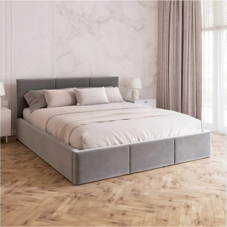 FDM Polsterbett AMBER modern mit Bettkasten MADE IN EU - mit Trinity Velours Bezug (verfügbar 90x200 120x200 140x200 160x200 180x200cm, Bettrahmen, Bett, mit großen gepolsterten Kopfteil, mit Bettkasten zum aufklappen), Hebbarer Metallrahmen, Bettkaste... – Bild 1