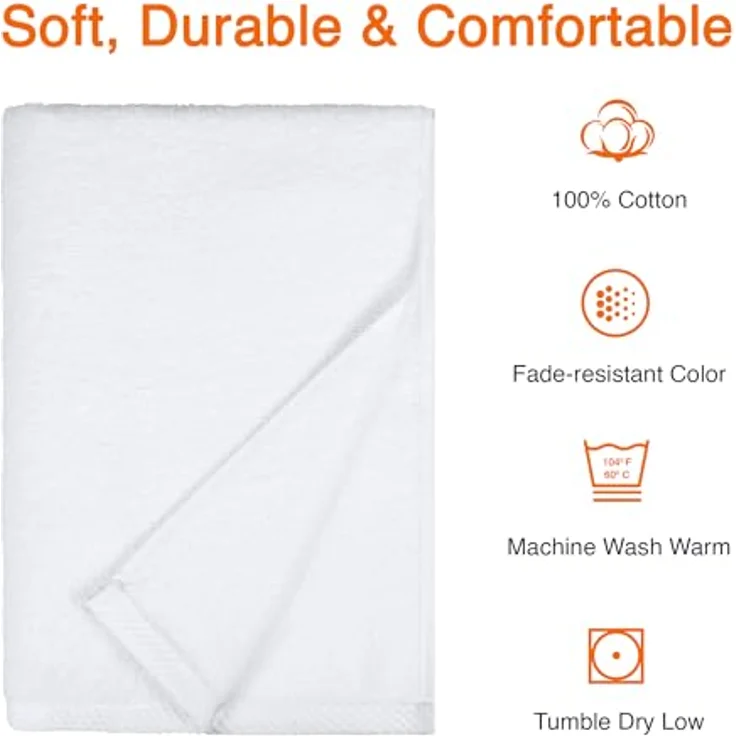Amazon Basics Badetuch Set, 2-teilig, 100 % Baumwolle, 70 x 140 cm, einfarbig mit Band und Bordüre – Bild 3