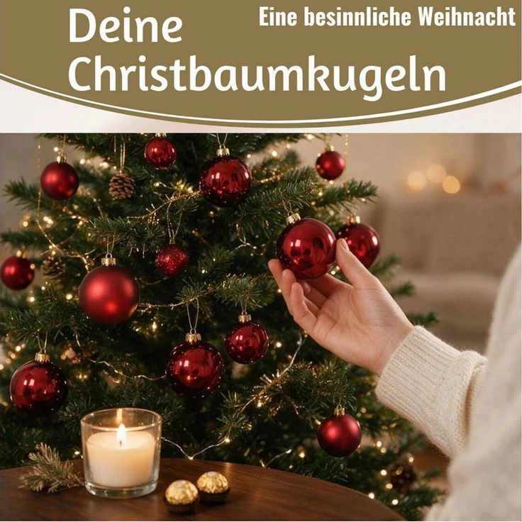 LS-LebenStil Weihnachtsbaumkugel 18-20 Design Glas Weihnachtskugeln 6cm Rot Ochsenblut Christbaum Deko (18 St), Edle Weihnachtsdeko Matt / Glänzend Weihnachtsbaumschmuck Deko Kugeln – Bild 3