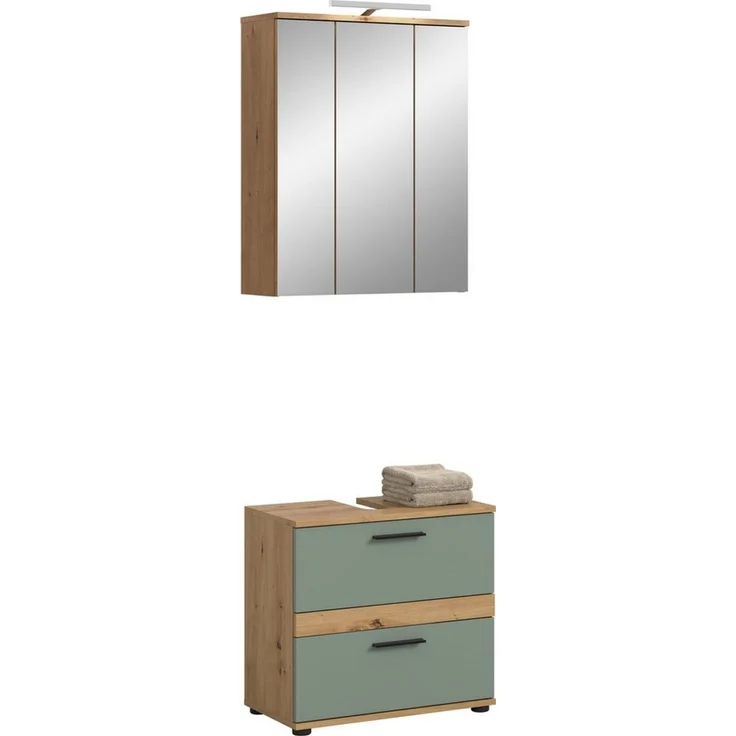 welltime Badmöbel-Set Lucca, bestehend aus: 1x Waschbeckenunterschrank & 1x Spiegelschrank, (Set, 2-St) – Bild 1