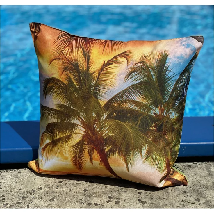 heimtexland ® Outdoorkissen Lotus Effekt 45x45 Garten Dekokissen Wasserabweisend Outdoor Lounge Deko Kissen Typ742 Südsee Sunset – Bild 2