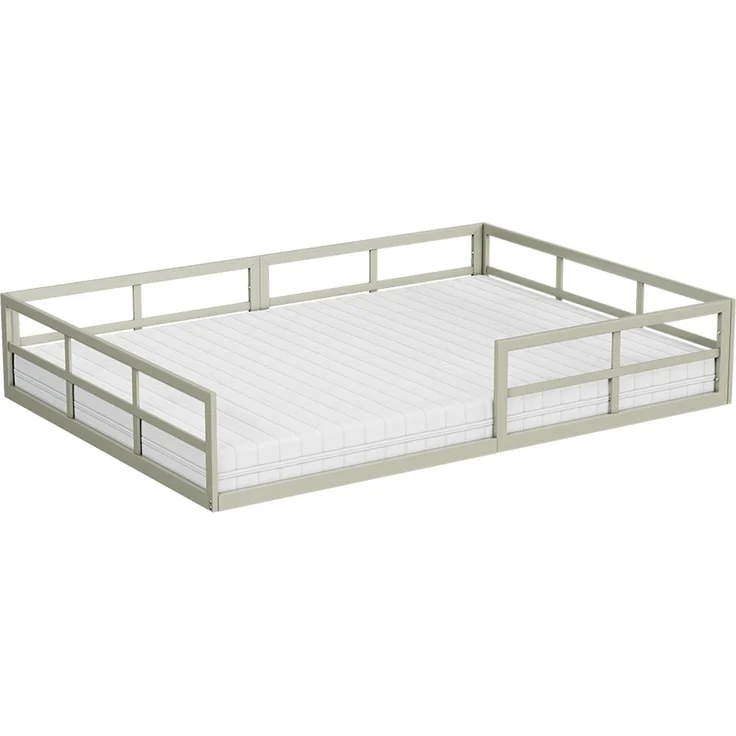 Bodenbett aus Metall Minno Greige 140x200 mit Matratze Vitalispa – Bild 1