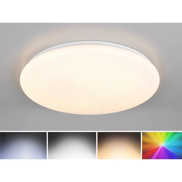 LED Deckenleuchte CETUS flach mit Fernbedienung, dimmbar, RGB, Weiß, Ø 48,5cm